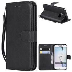 Retro Greek Classic Smooth PU Leather Wallet Phone Case for Samsung Galaxy S6 Edge G925 - Black