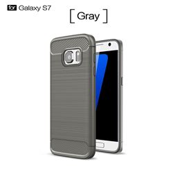Luxury Carbon Fiber Brushed Wire Drawing Silicone TPU Back Cover for Samsung Galaxy S7 G930 (Gray)