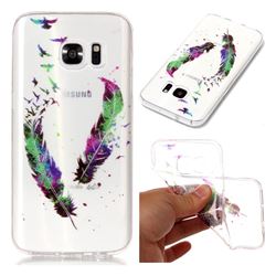 Colored Feathers Super Clear Flash Powder Shiny Soft TPU Back Cover for Samsung Galaxy S7 G930