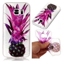 Purple Pineapple Super Clear Flash Powder Shiny Soft TPU Back Cover for Samsung Galaxy S7 G930