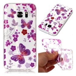 Safflower Butterfly Super Clear Flash Powder Shiny Soft TPU Back Cover for Samsung Galaxy S7 G930