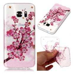 Branches Plum Blossom Super Clear Flash Powder Shiny Soft TPU Back Cover for Samsung Galaxy S7 G930