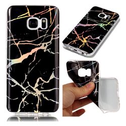 Color Plating Marble Pattern Soft TPU Case for Samsung Galaxy S7 G930 - Black