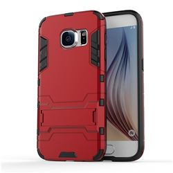 Armor Premium Tactical Grip Kickstand Shockproof Dual Layer Rugged Hard Cover for Samsung Galaxy S7 G930 - Wine Red
