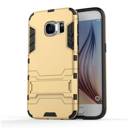 Armor Premium Tactical Grip Kickstand Shockproof Dual Layer Rugged Hard Cover for Samsung Galaxy S7 G930 - Golden