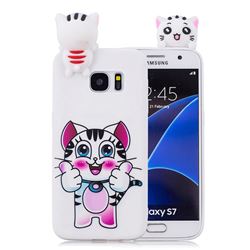 Cute Pink Kitten Soft 3D Climbing Doll Soft Case for Samsung Galaxy S7 G930