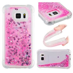 Dynamic Liquid Glitter Sand Quicksand TPU Case for Samsung Galaxy S7 G930 - Pink Love Heart