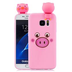 Small Pink Pig Soft 3D Climbing Doll Soft Case for Samsung Galaxy S7 G930