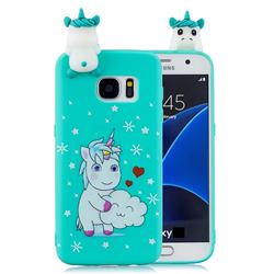 Heart Unicorn Soft 3D Climbing Doll Soft Case for Samsung Galaxy S7 G930