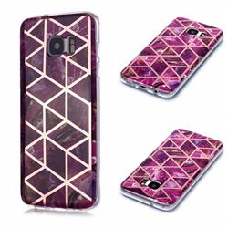 Purple Rhombus Galvanized Rose Gold Marble Phone Back Cover for Samsung Galaxy S7 G930