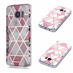 Pink Rhombus Galvanized Rose Gold Marble Phone Back Cover for Samsung Galaxy S7 G930