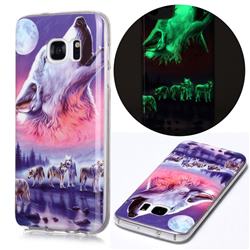 Wolf Howling Noctilucent Soft TPU Back Cover for Samsung Galaxy S7 G930
