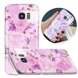 Purple Flower Painted Marble Electroplating Protective Case for Samsung Galaxy S7 G930