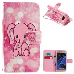 Pink Elephant PU Leather Wallet Case for Samsung Galaxy S7 G930