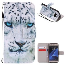 White Leopard PU Leather Wallet Case for Samsung Galaxy S7 G930