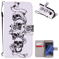 Skull Head PU Leather Wallet Case for Samsung Galaxy S7 G930