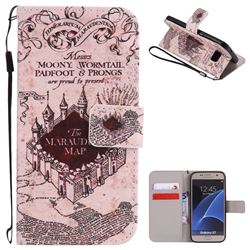 Castle The Marauders Map PU Leather Wallet Case for Samsung Galaxy S7 G930