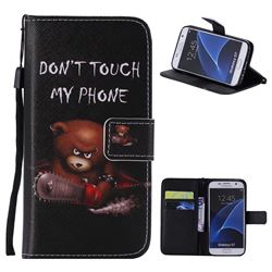 Angry Bear PU Leather Wallet Case for Samsung Galaxy S7 G930