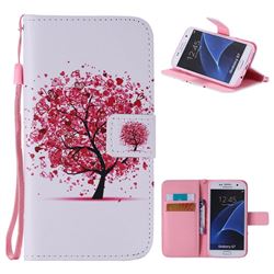 Colored Red Tree PU Leather Wallet Case for Samsung Galaxy S7 G930