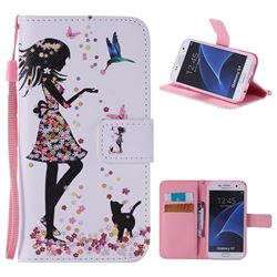 Petals and Cats PU Leather Wallet Case for Samsung Galaxy S7 G930