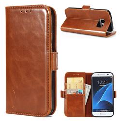Luxury Crazy Horse PU Leather Wallet Case for Samsung Galaxy S7 G930 - Brown
