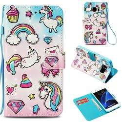 Diamond Pony 3D Painted Leather Wallet Case for Samsung Galaxy S7 G930