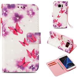 Stamen Butterfly 3D Painted Leather Wallet Case for Samsung Galaxy S7 G930