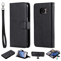 Retro Greek Detachable Magnetic PU Leather Wallet Phone Case for Samsung Galaxy S7 G930 - Black