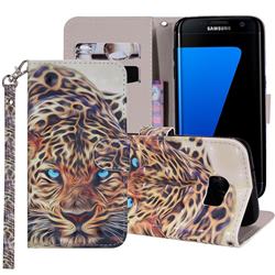 Leopard 3D Painted Leather Phone Wallet Case Cover for Samsung Galaxy S7 G930