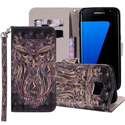 Tribal Owl 3D Painted Leather Phone Wallet Case Cover for Samsung Galaxy S7 G930