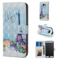 Paris Tower 3D Painted Leather Phone Wallet Case for Samsung Galaxy S7 G930
