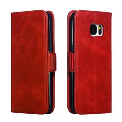 Retro Classic Calf Pattern Leather Wallet Phone Case for Samsung Galaxy S7 G930 - Red