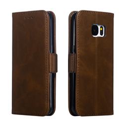 Retro Classic Calf Pattern Leather Wallet Phone Case for Samsung Galaxy S7 G930 - Brown