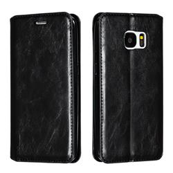 Retro Slim Magnetic Crazy Horse PU Leather Wallet Case for Samsung Galaxy S7 G930 - Black