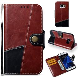 Retro Magnetic Stitching Wallet Flip Cover for Samsung Galaxy S7 G930 - Dark Red