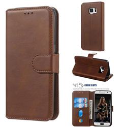 Retro Calf Matte Leather Wallet Phone Case for Samsung Galaxy S7 G930 - Brown