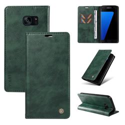 YIKATU Litchi Card Magnetic Automatic Suction Leather Flip Cover for Samsung Galaxy S7 G930 - Green