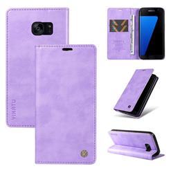YIKATU Litchi Card Magnetic Automatic Suction Leather Flip Cover for Samsung Galaxy S7 G930 - Purple