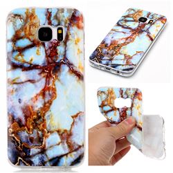 Blue Gold Soft TPU Marble Pattern Case for Samsung Galaxy S7 Edge