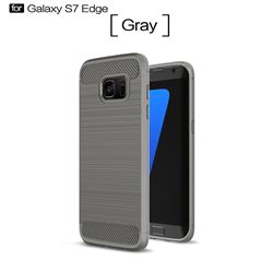 Luxury Carbon Fiber Brushed Wire Drawing Silicone TPU Back Cover for Samsung Galaxy S7 Edge s7edge (Gray)