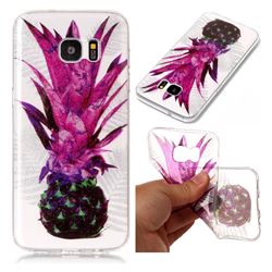 Purple Pineapple Super Clear Flash Powder Shiny Soft TPU Back Cover for Samsung Galaxy S7 Edge s7edge