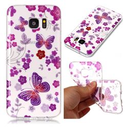 Safflower Butterfly Super Clear Flash Powder Shiny Soft TPU Back Cover for Samsung Galaxy S7 Edge s7edge