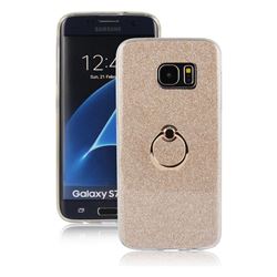 Luxury Soft TPU Glitter Back Ring Cover with 360 Rotate Finger Holder Buckle for Samsung Galaxy S7 Edge s7edge - Golden