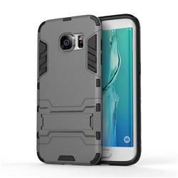 Armor Premium Tactical Grip Kickstand Shockproof Dual Layer Rugged Hard Cover for Samsung Galaxy S7 Edge s7edge - Gray