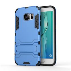 Armor Premium Tactical Grip Kickstand Shockproof Dual Layer Rugged Hard Cover for Samsung Galaxy S7 Edge s7edge - Light Blue