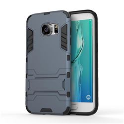 Armor Premium Tactical Grip Kickstand Shockproof Dual Layer Rugged Hard Cover for Samsung Galaxy S7 Edge s7edge - Navy
