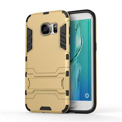 Armor Premium Tactical Grip Kickstand Shockproof Dual Layer Rugged Hard Cover for Samsung Galaxy S7 Edge s7edge - Golden