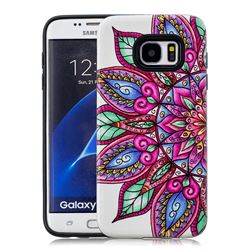 Mandara Flower Pattern 2 in 1 PC + TPU Glossy Embossed Back Cover for Samsung Galaxy S7 Edge s7edge