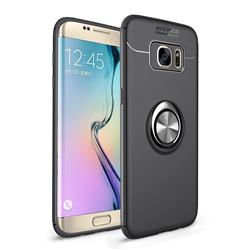 Auto Focus Invisible Ring Holder Soft Phone Case for Samsung Galaxy S7 Edge s7edge - Black