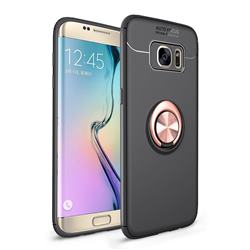 Auto Focus Invisible Ring Holder Soft Phone Case for Samsung Galaxy S7 Edge s7edge - Black Gold